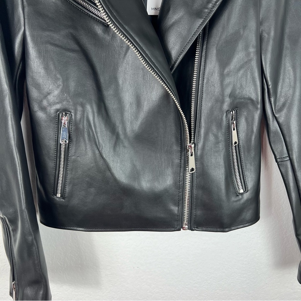 Mango faux leather biker jacket size S - Picture 2 of 9